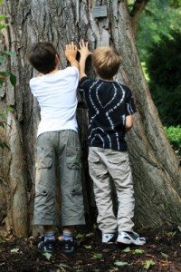 Schnitzeljagd im Wald oder dem Park. Da sind die Kinder mit Eifer dabei. Foto (c) Angelina Ströbel  / pixelio.de