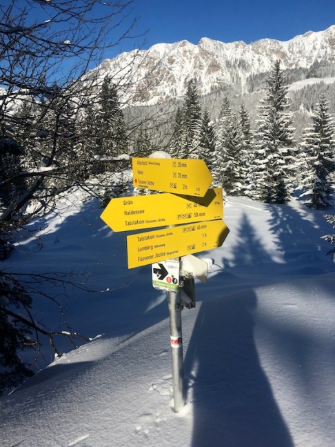 Gut ausgeschildert ist die Schneeschuhtour am Füssener Jöchle in Tirol für die Familie. foto (c) kinderoutdoor.de